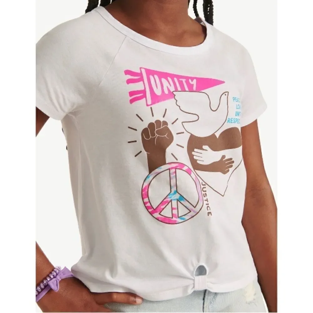 JUSTICE Girls Lightweight Knot Front Graphic T-Shirts 2-Pack Size XL Plus